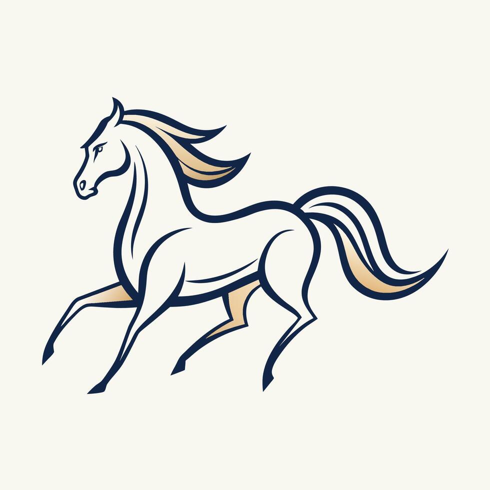 ein majestätisch Pferd im Bewegung gegen ein Weiß Hintergrund, elegant Linie Kunst abbilden ein Pferd im Bewegung, minimalistisch einfach modern Logo Design vektor