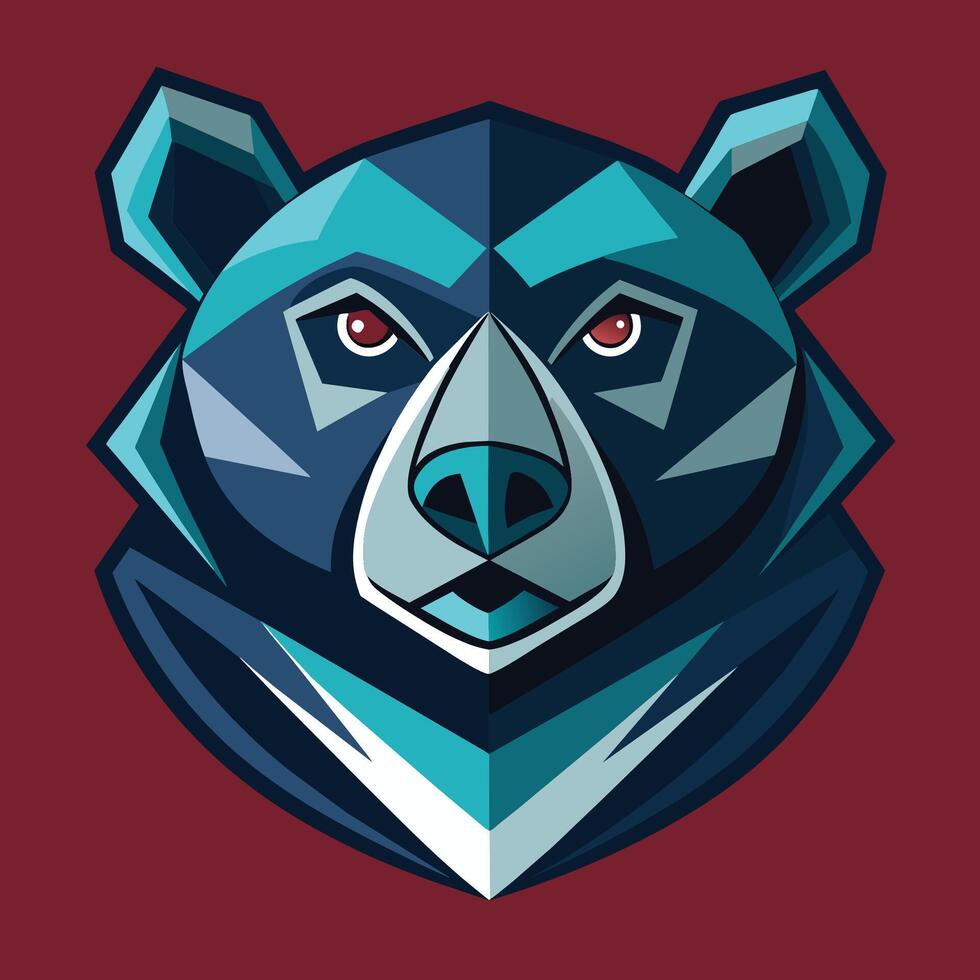 en minimalistisk, symmetrisk björnar huvud visa upp rena rader mot en vibrerande röd bakgrund, symmetrisk Björn ansikte med rena rader, minimalistisk enkel modern logotyp design vektor