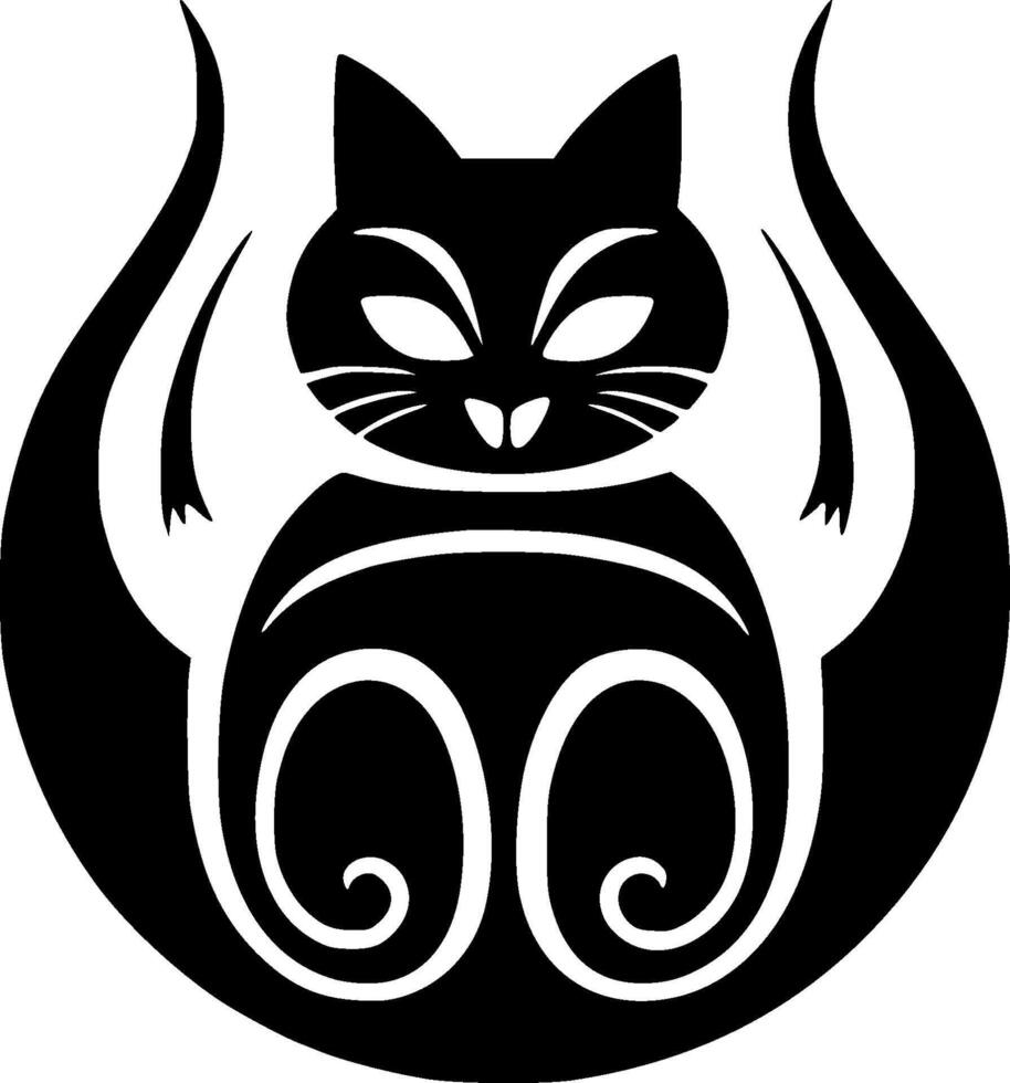 katt, svart och vit illustration vektor