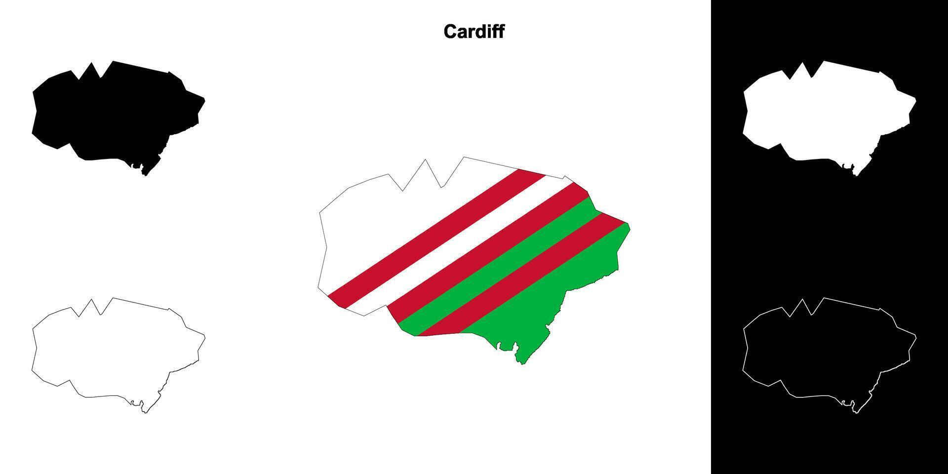 Cardiff tom översikt Karta uppsättning vektor