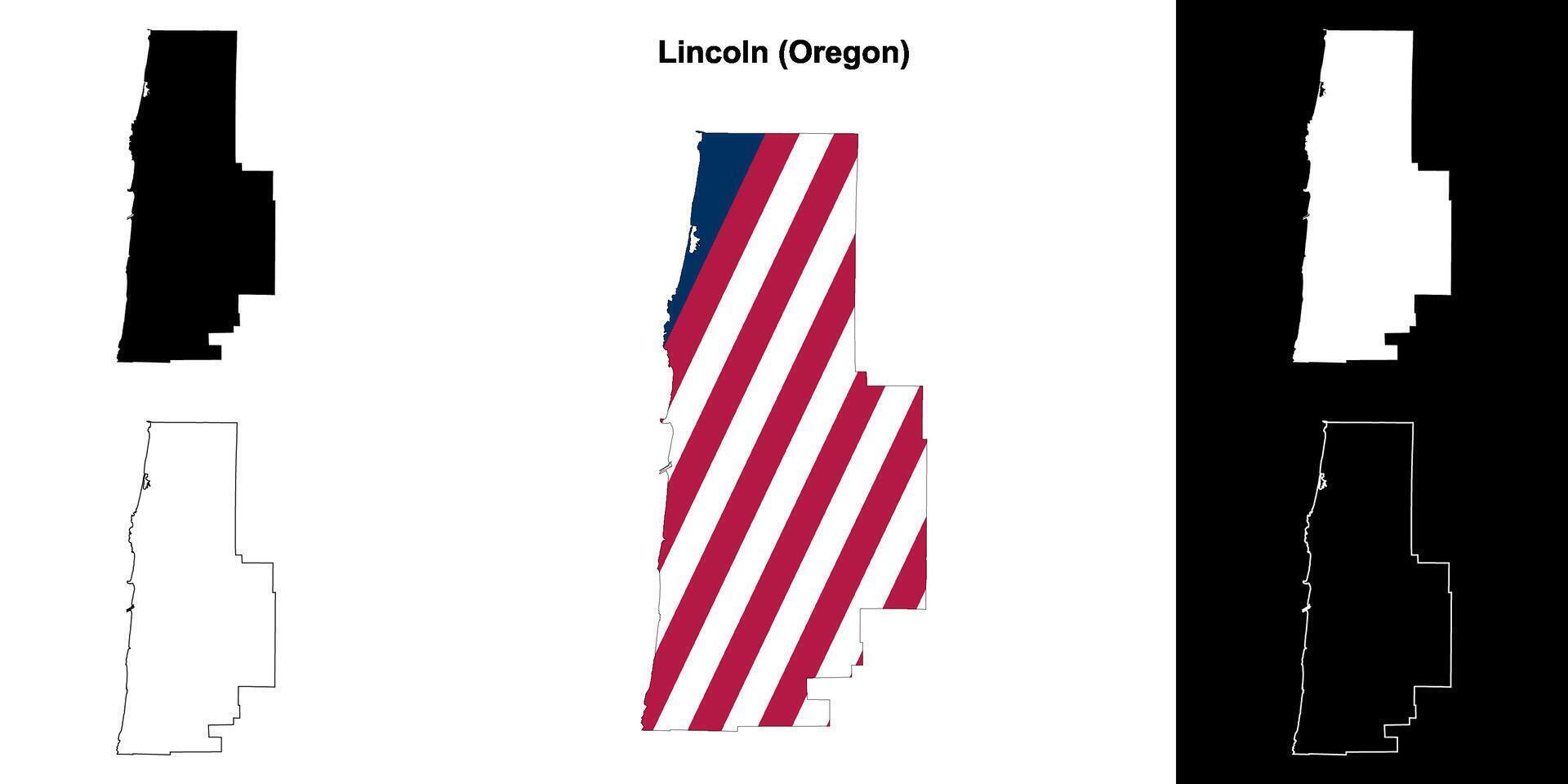 Lincoln Bezirk, Oregon Gliederung Karte einstellen vektor