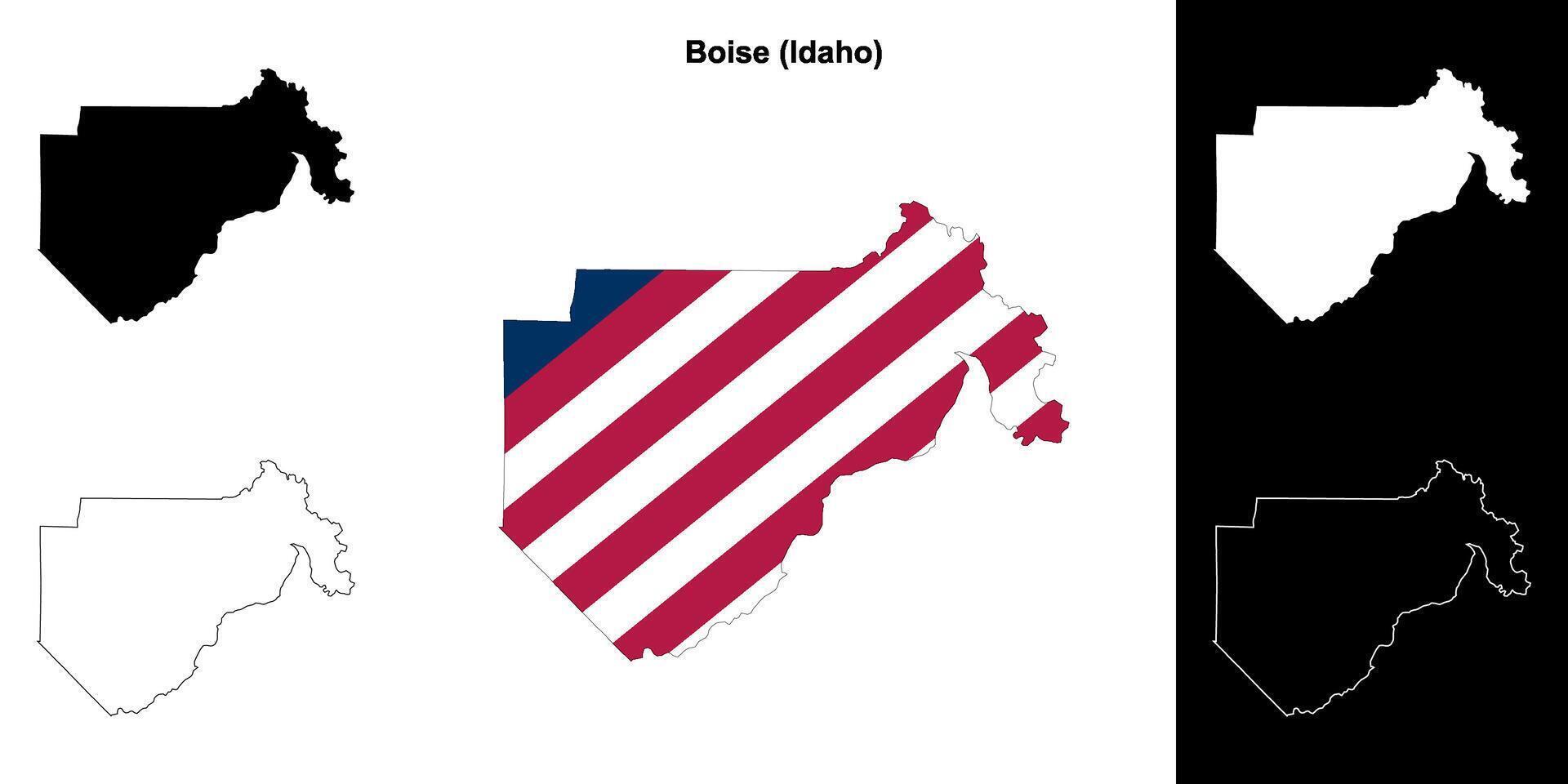 Boise Bezirk, Idaho Gliederung Karte einstellen vektor