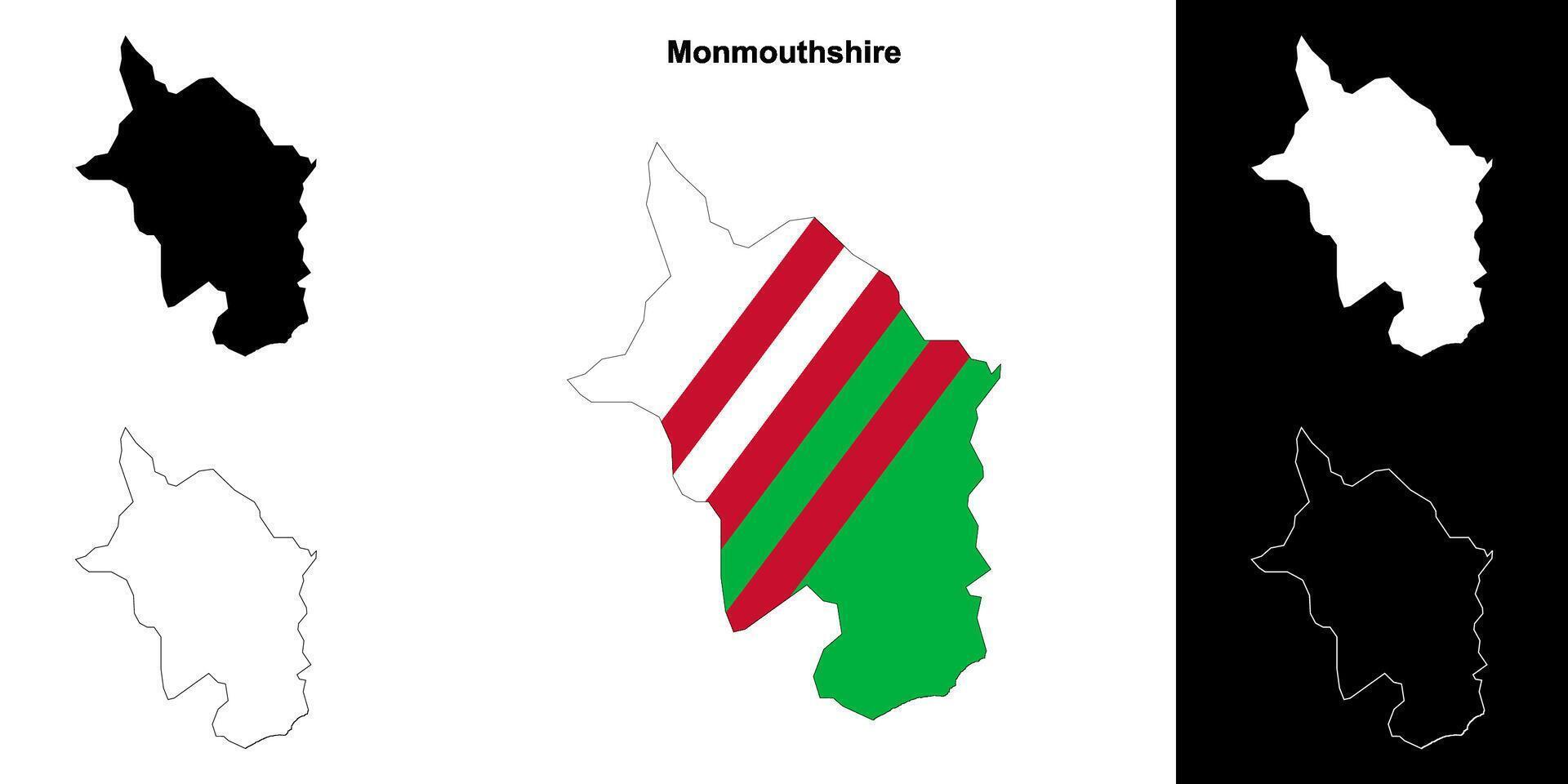 Monmouthshire leer Gliederung Karte einstellen vektor