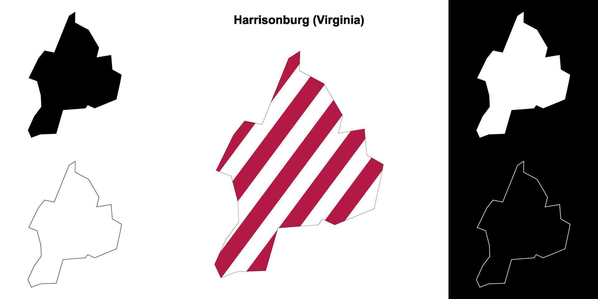 Harrisonburg grevskap, virginia översikt Karta uppsättning vektor