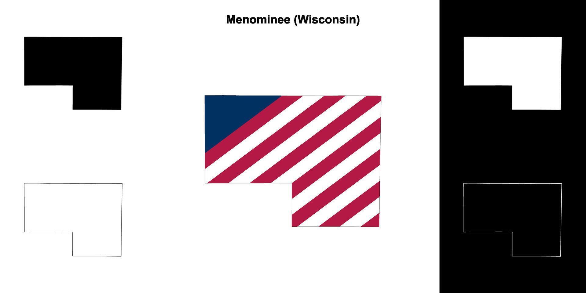 menominee grevskap, Wisconsin översikt Karta uppsättning vektor