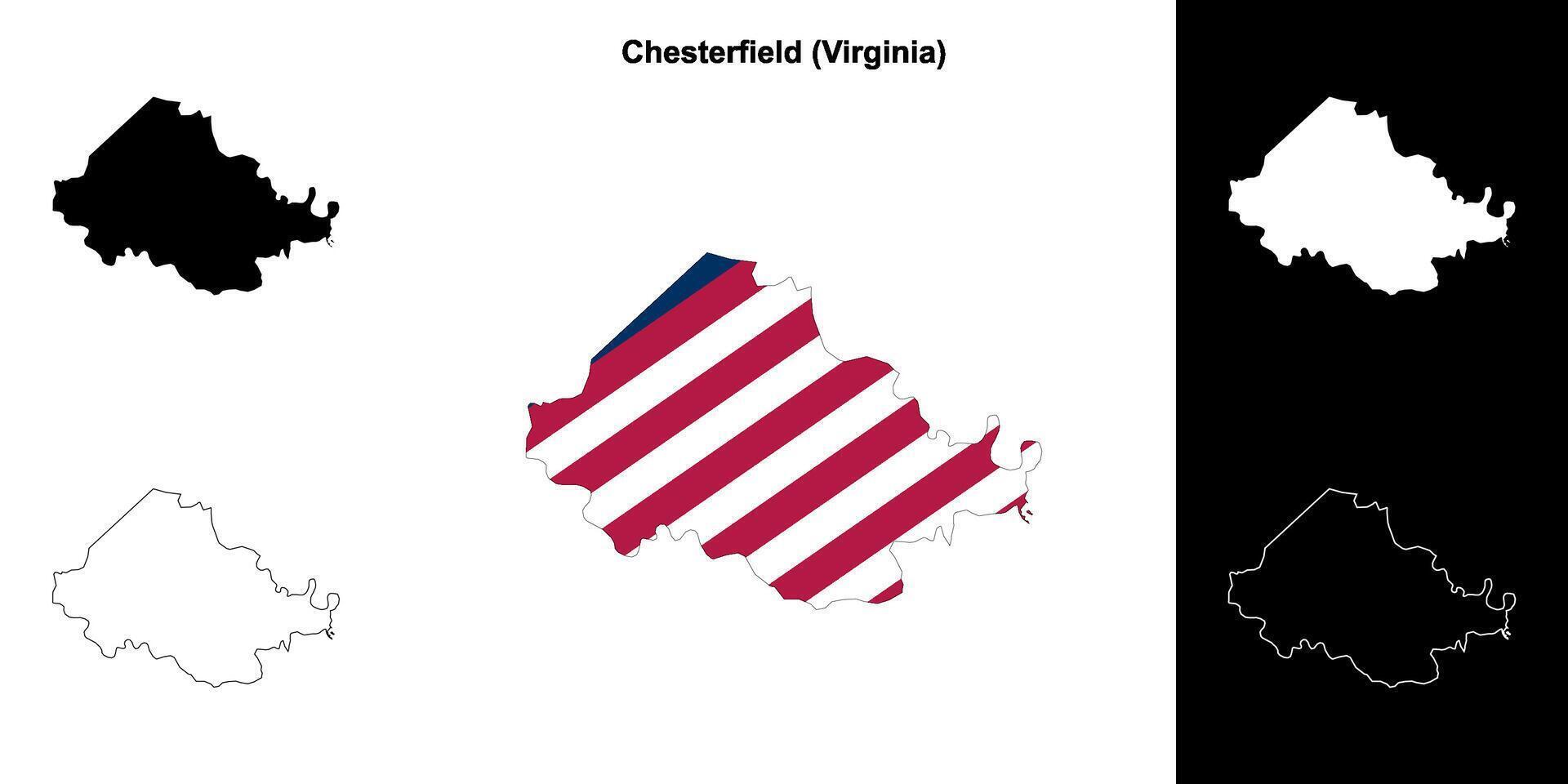 Chesterfield Bezirk, Virginia Gliederung Karte einstellen vektor