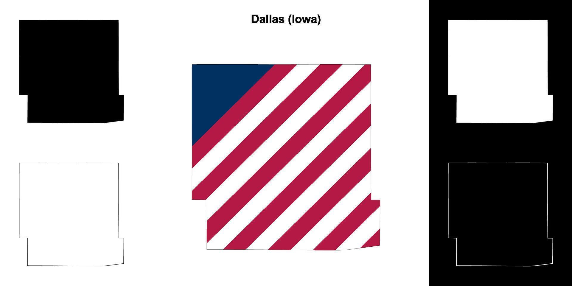 Dallas Bezirk, Iowa Gliederung Karte einstellen vektor