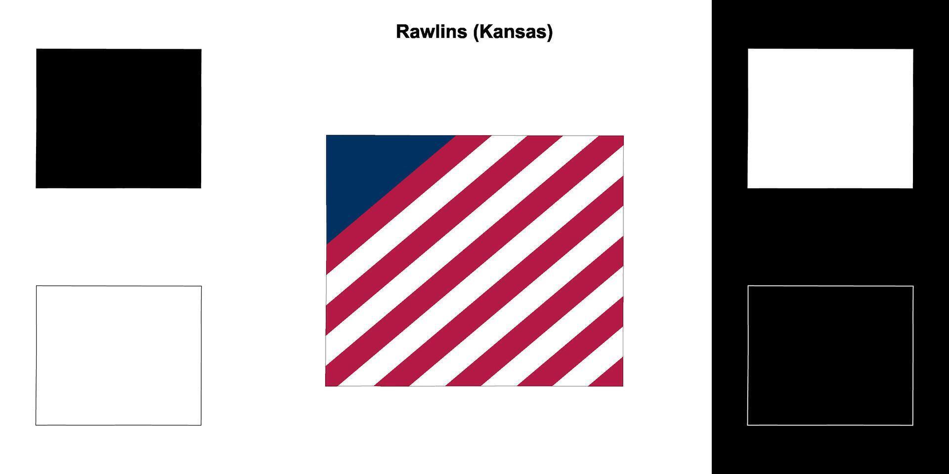 Rawlins Bezirk, Kansas Gliederung Karte einstellen vektor