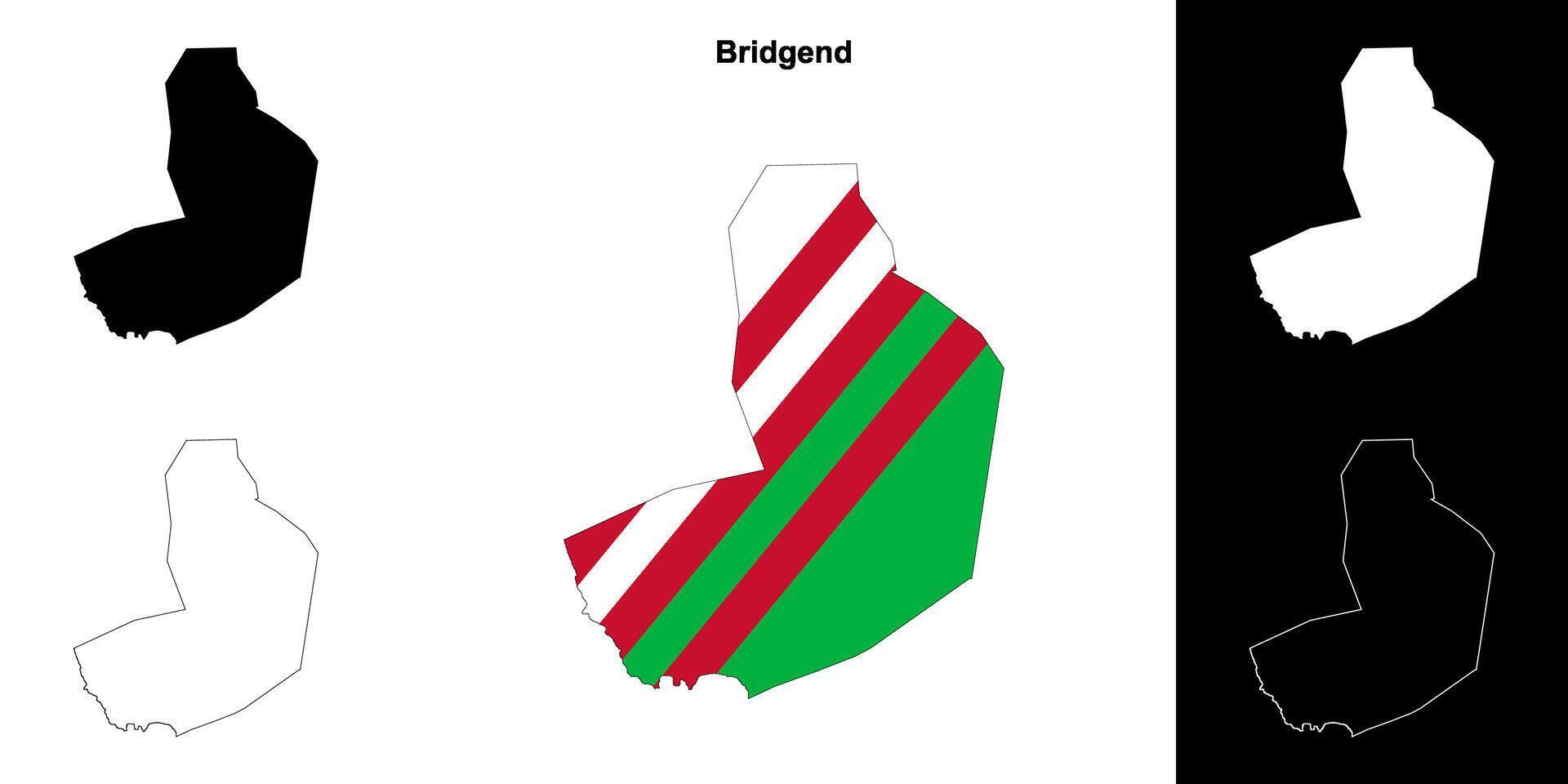 Bridgend leer Gliederung Karte einstellen vektor