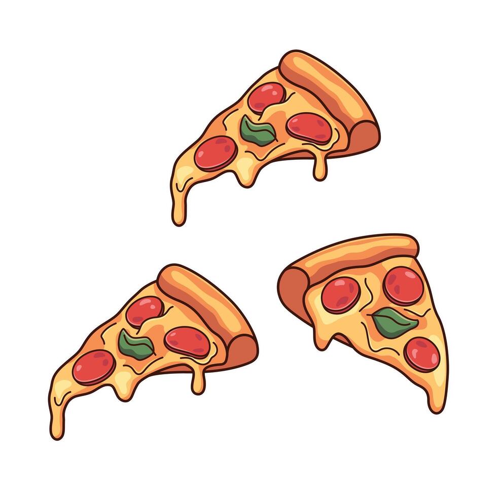 pizza illustration, pizza platt stil, pizza illustration på vit isolerat bakgrund vektor