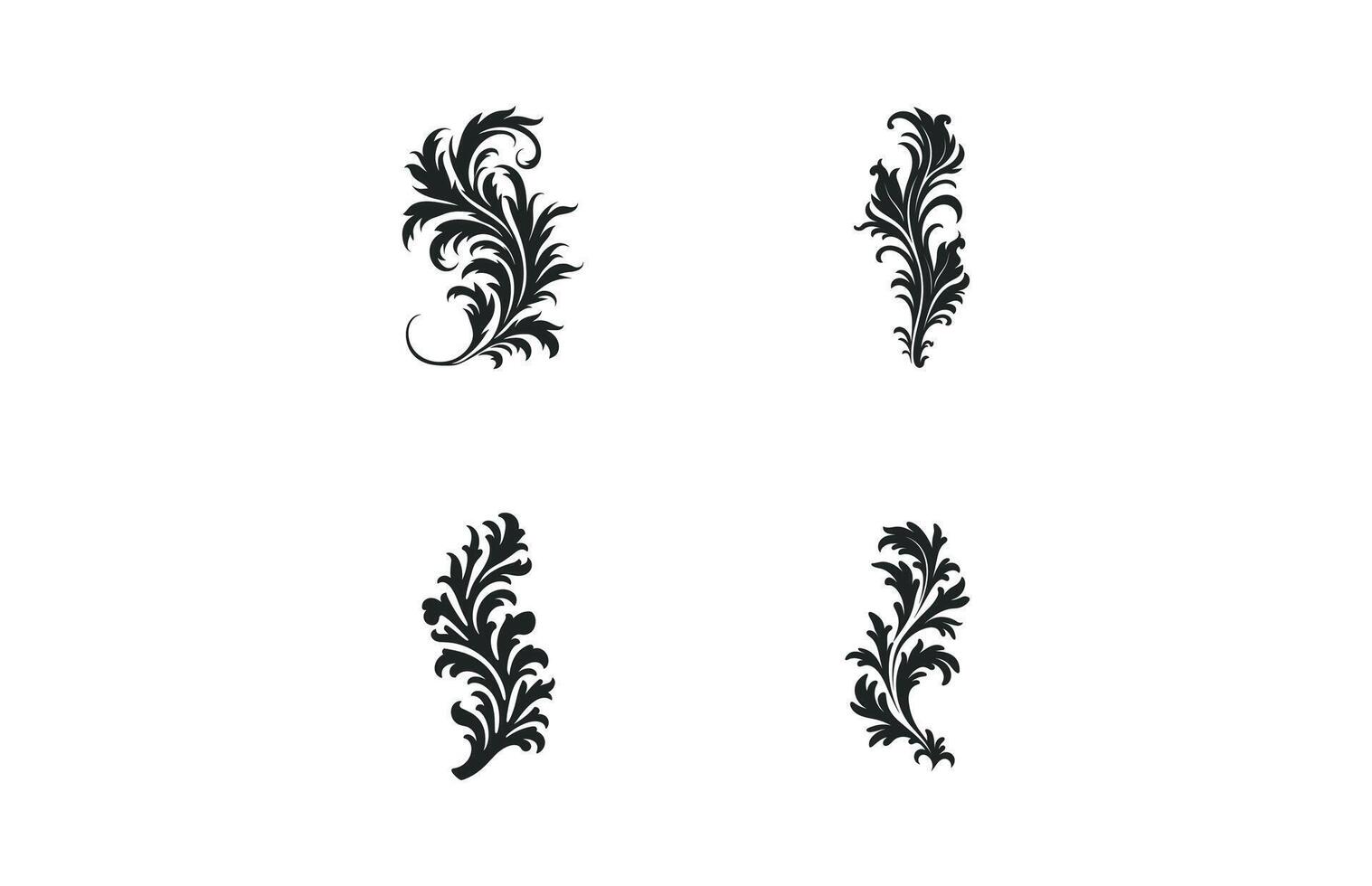 Akanthus schwarz Silhouette Satz, dekorativ Ornament Element Silhouette bündeln vektor