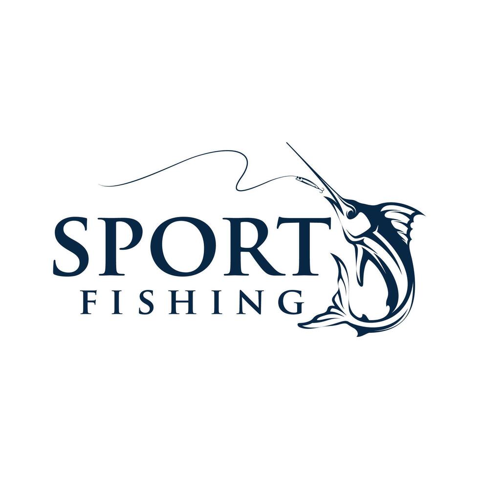 Marlin Angeln Turnier Logo Vorlage . Marlin Fisch Springen Illustration Logo Design vektor