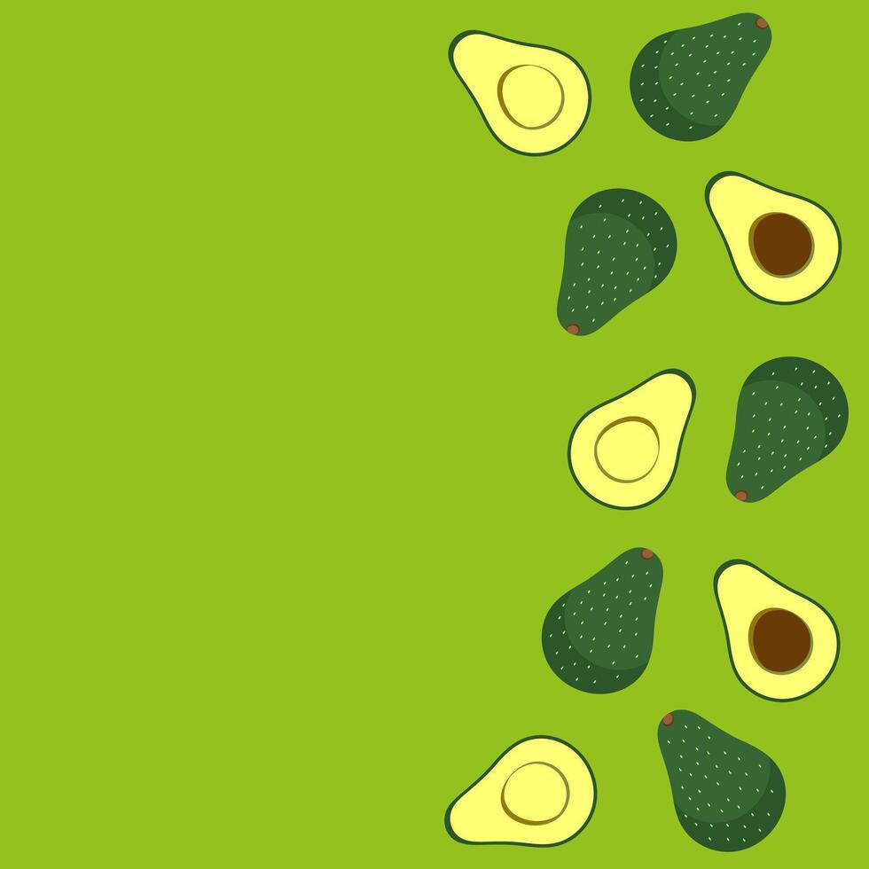avokado halv mönster bakgrund grön friska mat naturlig uppsättning vektor