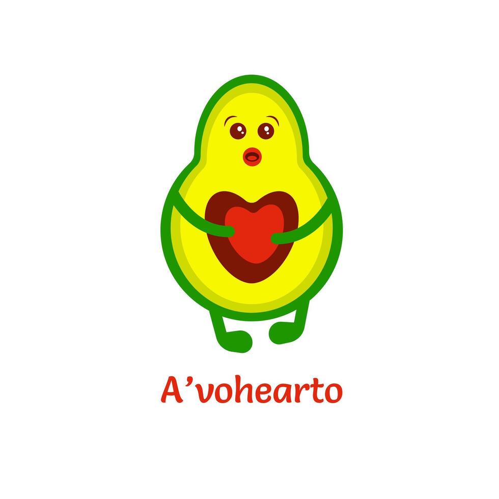 Avocado hat ein Herz Erstaunen süß Zeichnung Karikatur vektor