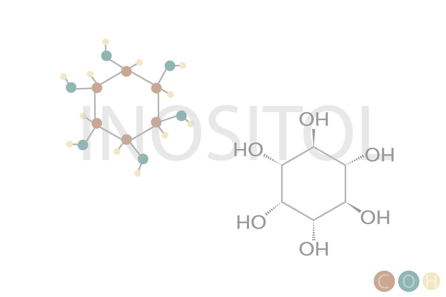 inositol molekyl skelett- kemisk formel vektor