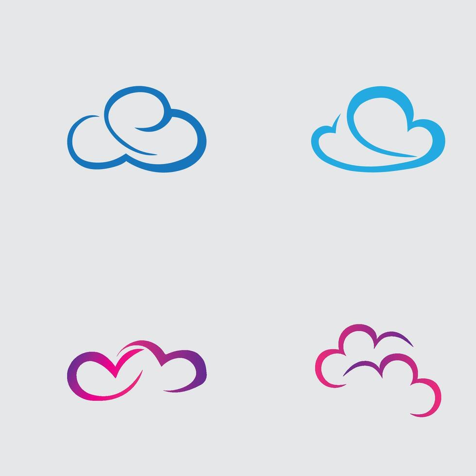 samling av enkel moln logotyper och symboler isolerat på grå bakgrund vektor