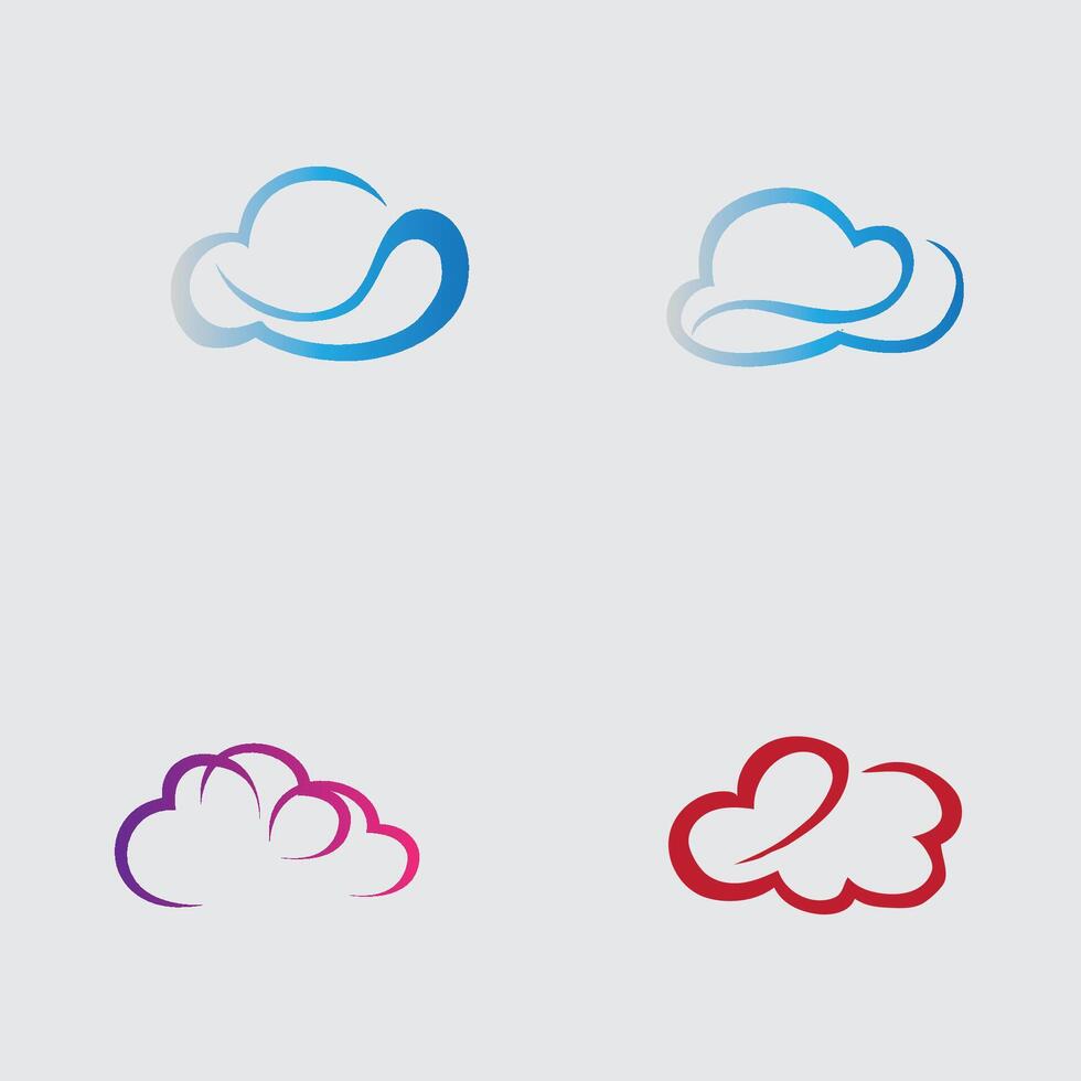 samling av enkel moln logotyper och symboler isolerat på grå bakgrund vektor