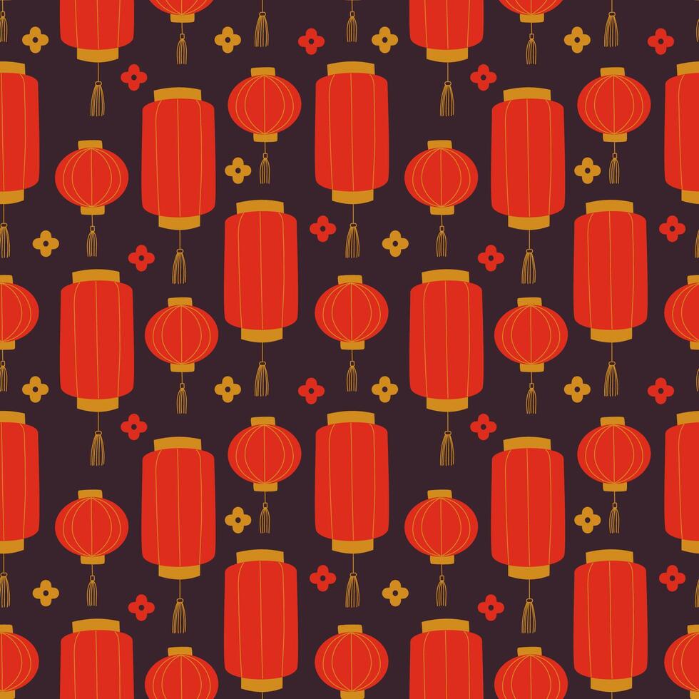 kinesisk lyktor sömlös mönster bakgrund. kinesisk lampor bakgrund för textil, omslag. vektor