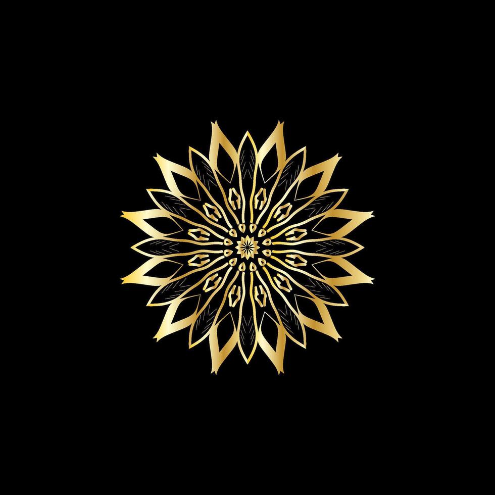 Mandala. Gold dekorativ Element. Bild zum Färbung. abstrakt kreisförmig Ornament mit stilisiert Blätter vektor