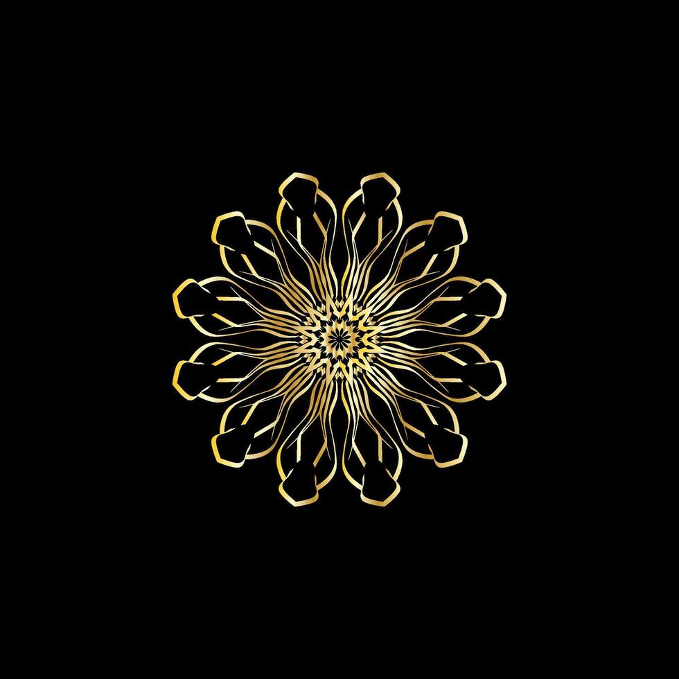 Mandala. Gold dekorativ Element. Bild zum Färbung. abstrakt kreisförmig Ornament mit stilisiert Blätter vektor