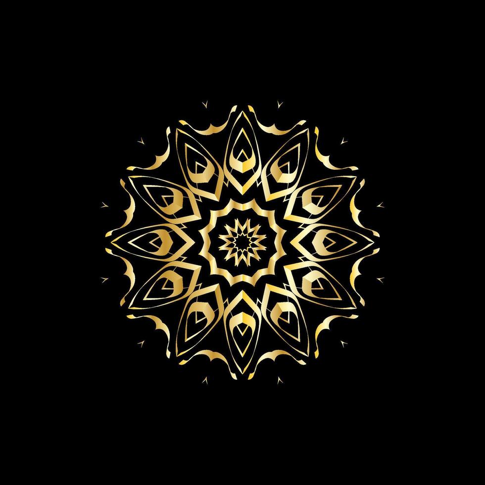 Mandala. Gold dekorativ Element. Bild zum Färbung. abstrakt kreisförmig Ornament mit stilisiert Blätter vektor