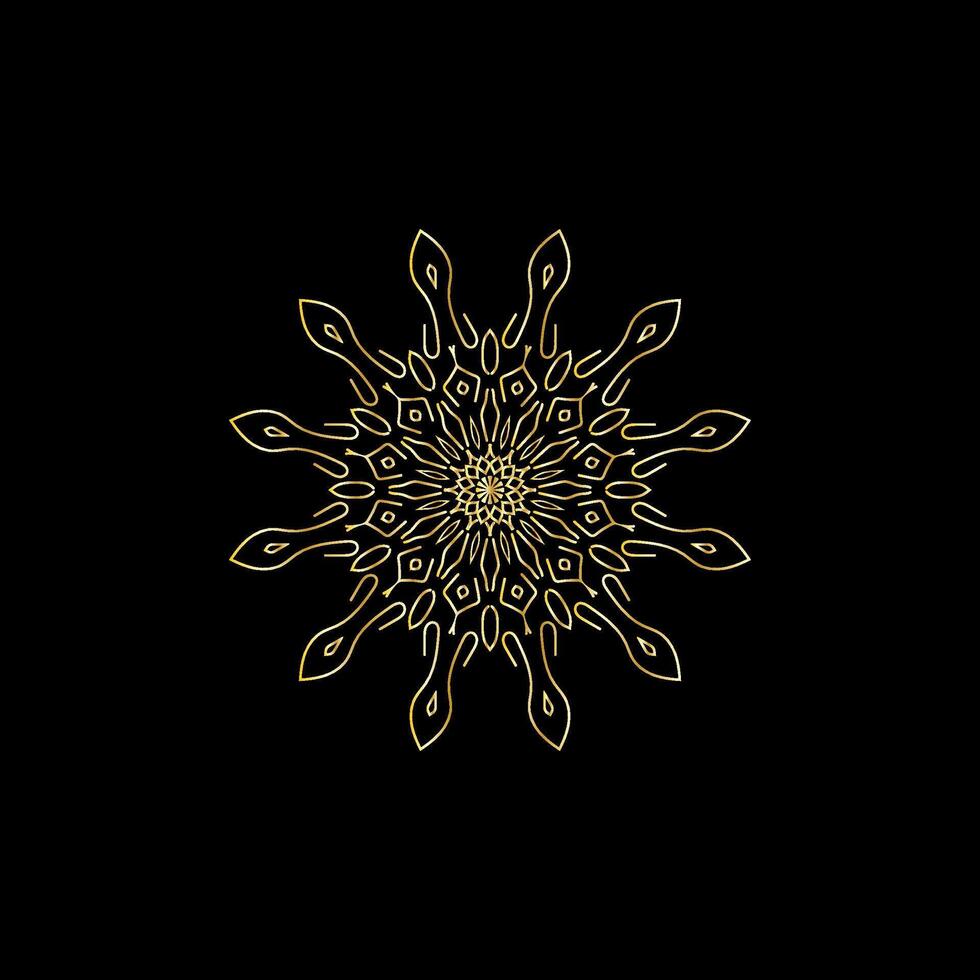 Mandala. Gold dekorativ Element. Bild zum Färbung. abstrakt kreisförmig Ornament mit stilisiert Blätter vektor