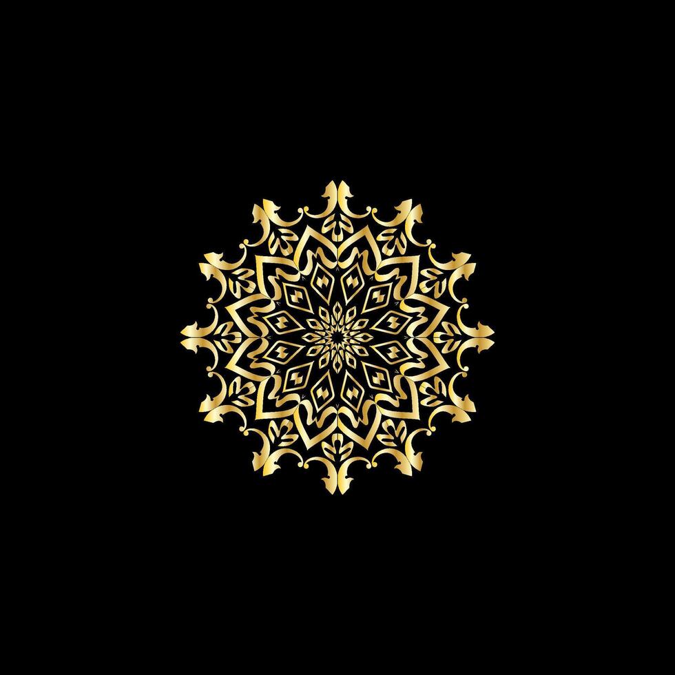 Mandala. Gold dekorativ Element. Bild zum Färbung. abstrakt kreisförmig Ornament mit stilisiert Blätter vektor