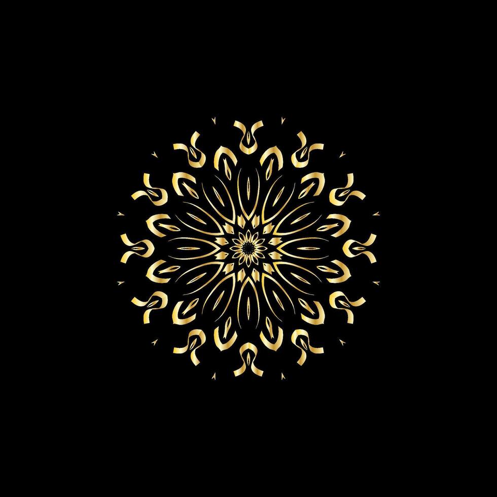 Mandala. Gold dekorativ Element. Bild zum Färbung. abstrakt kreisförmig Ornament mit stilisiert Blätter vektor