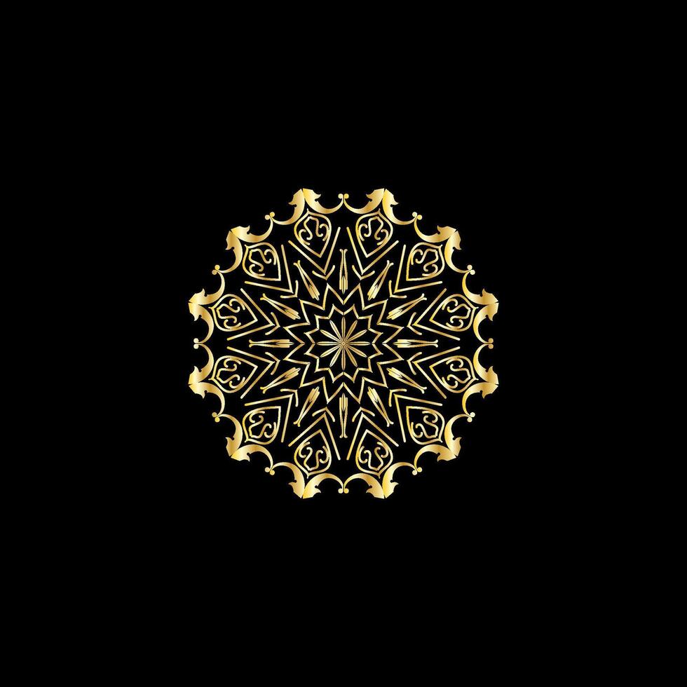 Mandala. Gold dekorativ Element. Bild zum Färbung. abstrakt kreisförmig Ornament mit stilisiert Blätter vektor