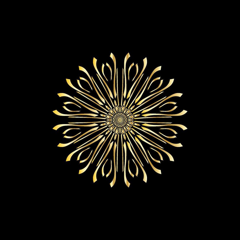 Mandala. Gold dekorativ Element. Bild zum Färbung. abstrakt kreisförmig Ornament mit stilisiert Blätter vektor