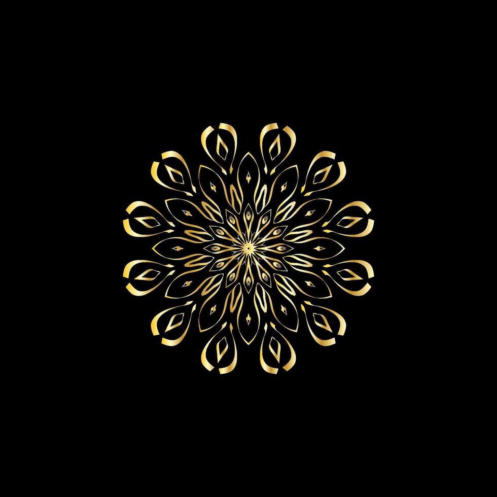 Mandala. Gold dekorativ Element. Bild zum Färbung. abstrakt kreisförmig Ornament mit stilisiert Blätter vektor