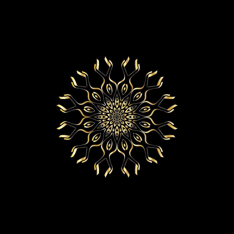 Mandala. Gold dekorativ Element. Bild zum Färbung. abstrakt kreisförmig Ornament mit stilisiert Blätter vektor