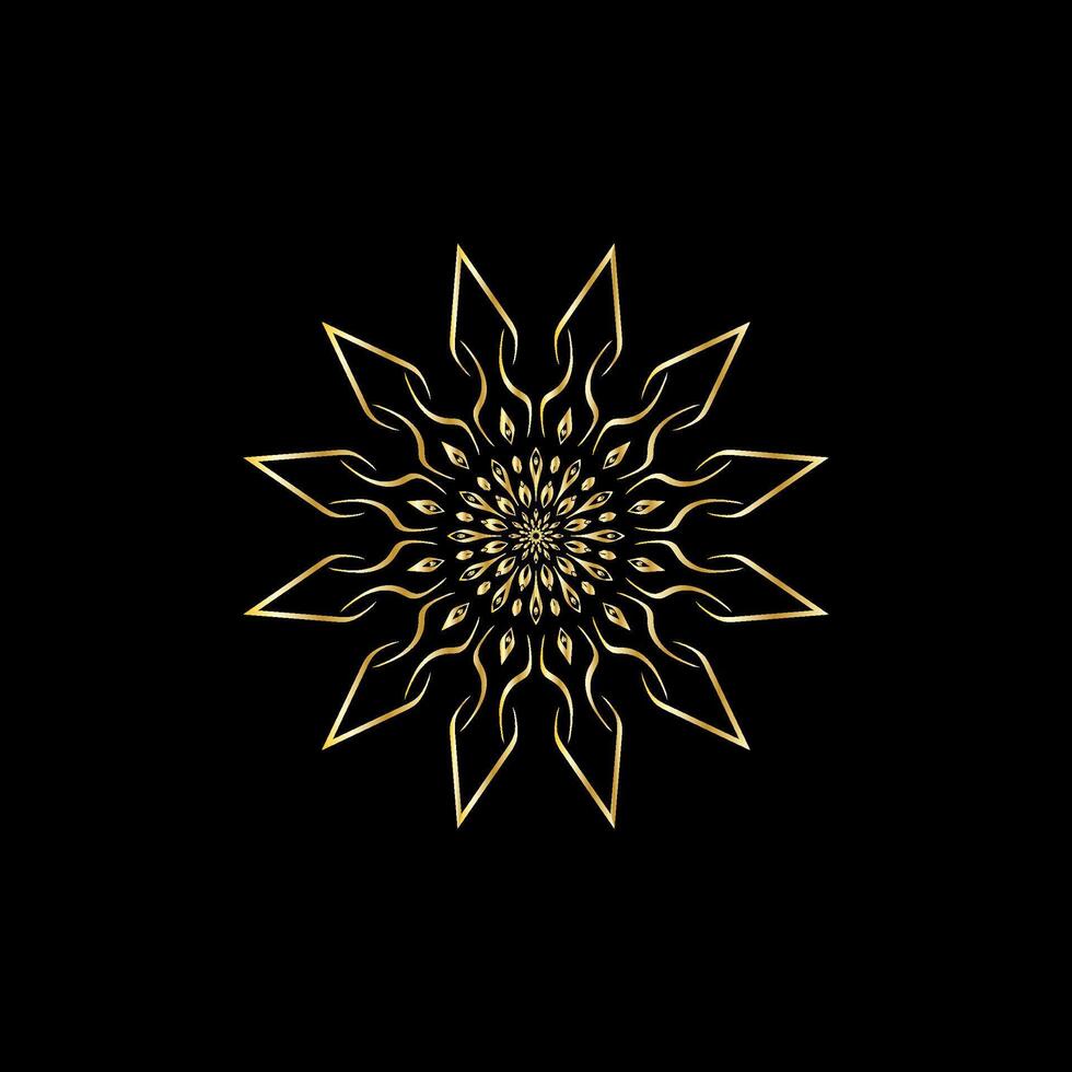 Mandala. Gold dekorativ Element. Bild zum Färbung. abstrakt kreisförmig Ornament mit stilisiert Blätter vektor