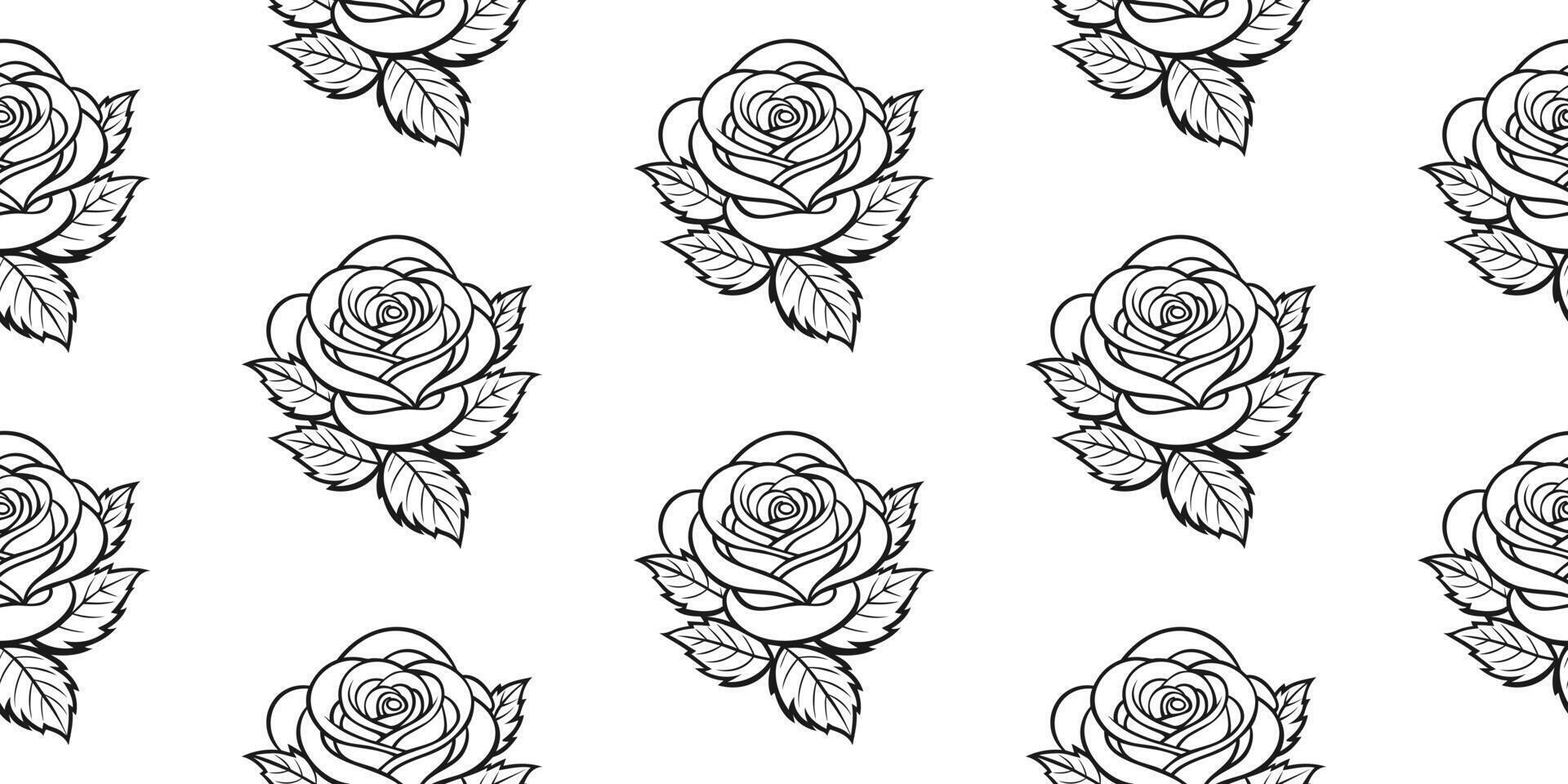 nahtlos Muster mit Rosen und Blätter. nahtlos Muster mit Blumen. schwarz und Weiß Illustration. vektor