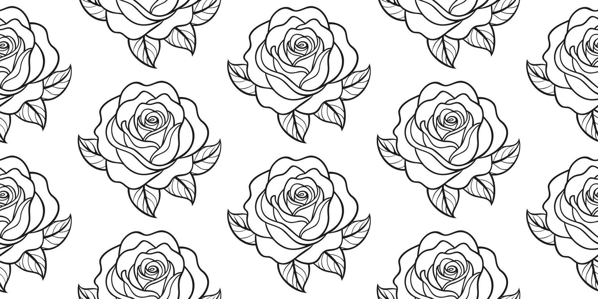 sömlös mönster med svart och vit rosor. illustration. vektor