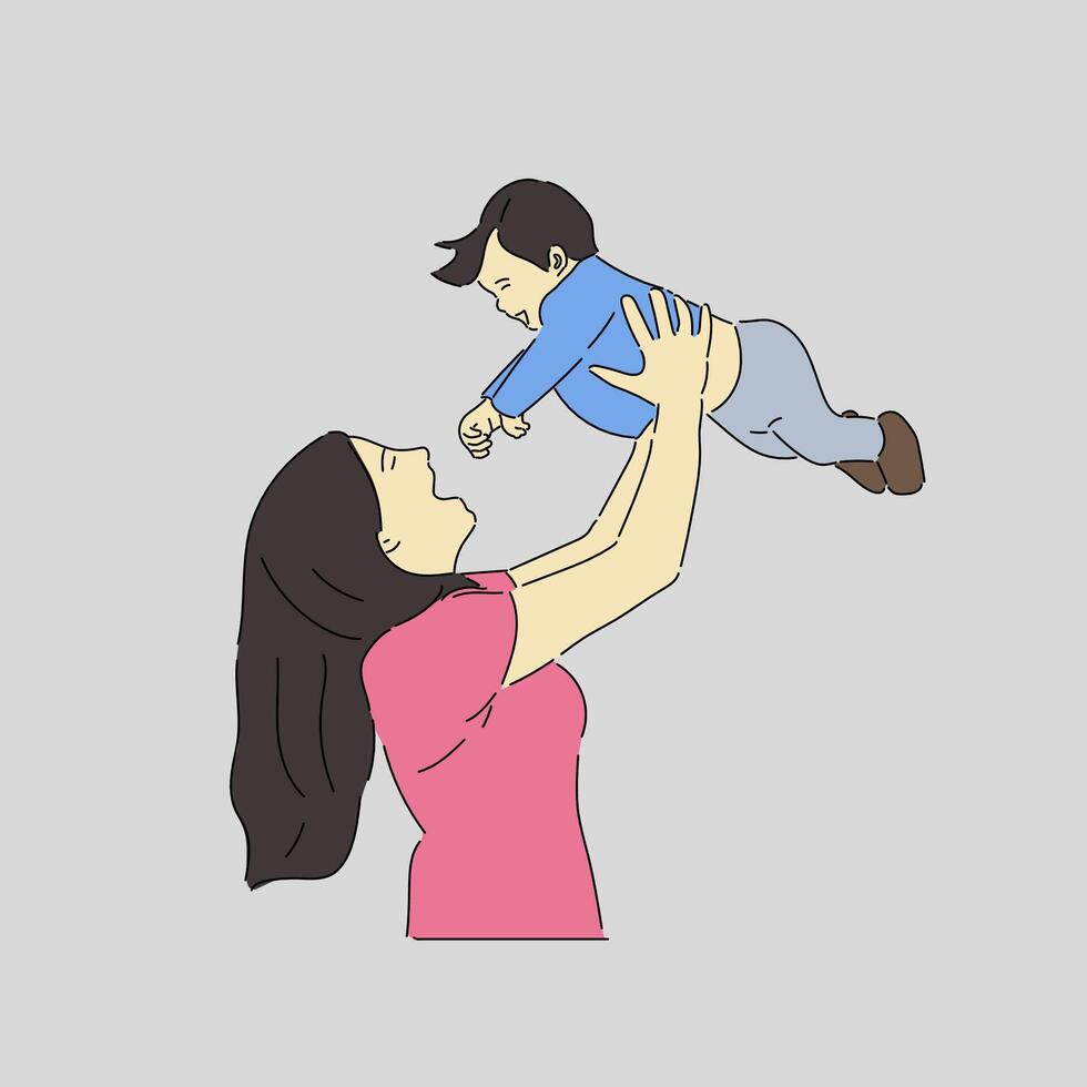 Illustration froh Momente von Mutterschaft gefeiert vektor