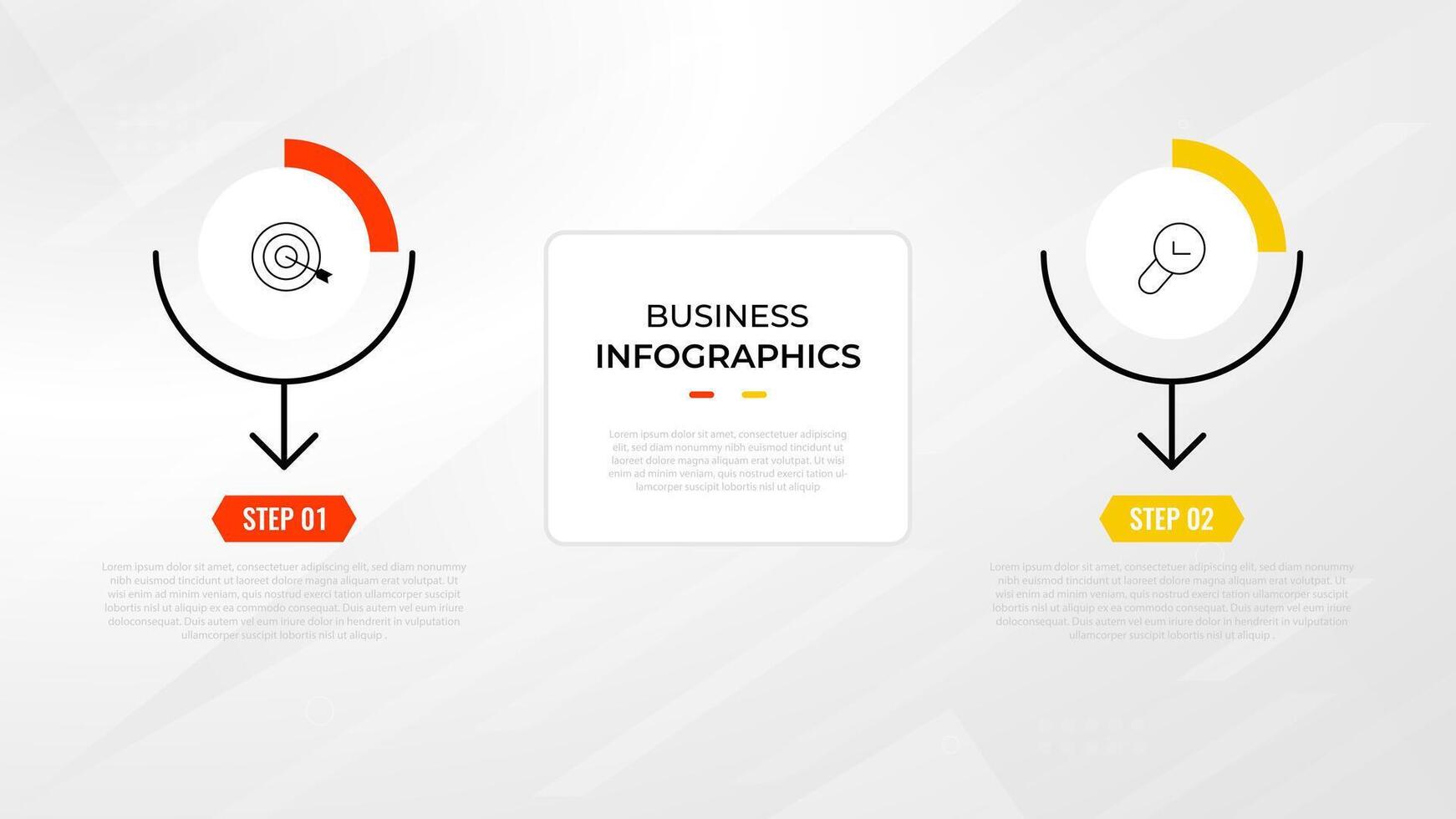 zwei Schritt Infografik Etikette Design Vorlage mit Linie Symbole. Prozess Schritte Diagramm, Präsentationen, Arbeitsablauf Layout, Banner, fließen Diagramm, die Info Graph Illustration. vektor