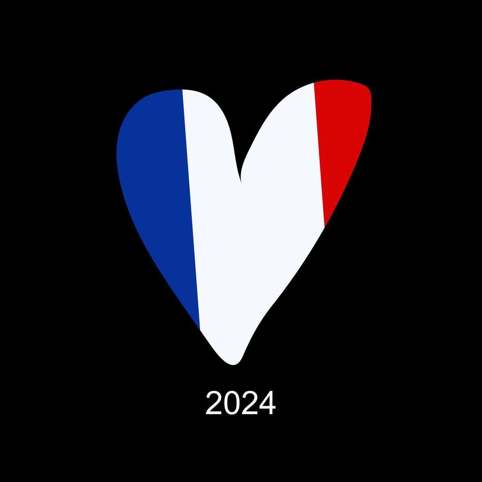 Frankreich Flagge im Herz Kontur auf schwarz Hintergrund. vektor