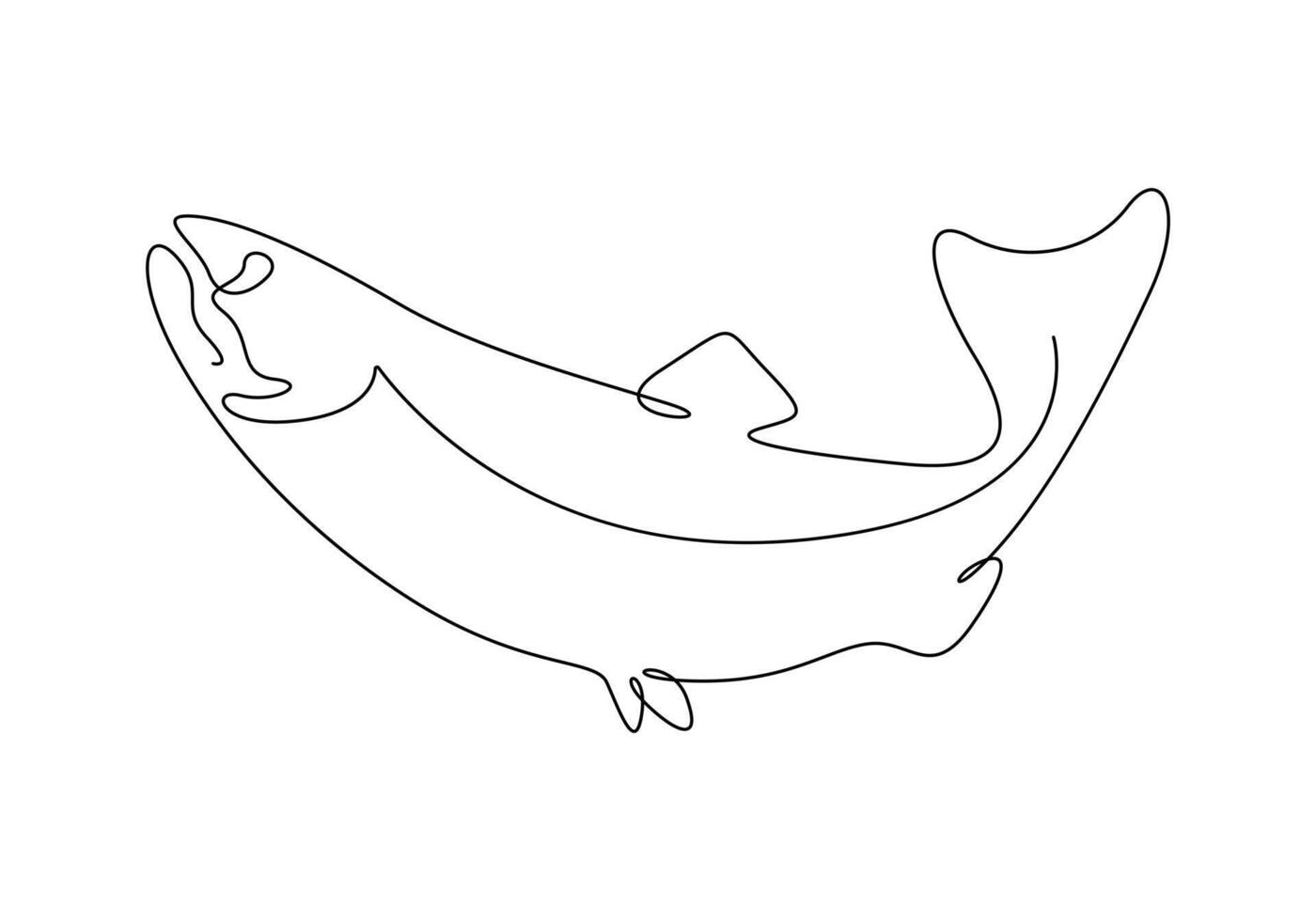 kontinuerlig ett linje teckning av lax för fiske logotyp identitet premie illustration vektor