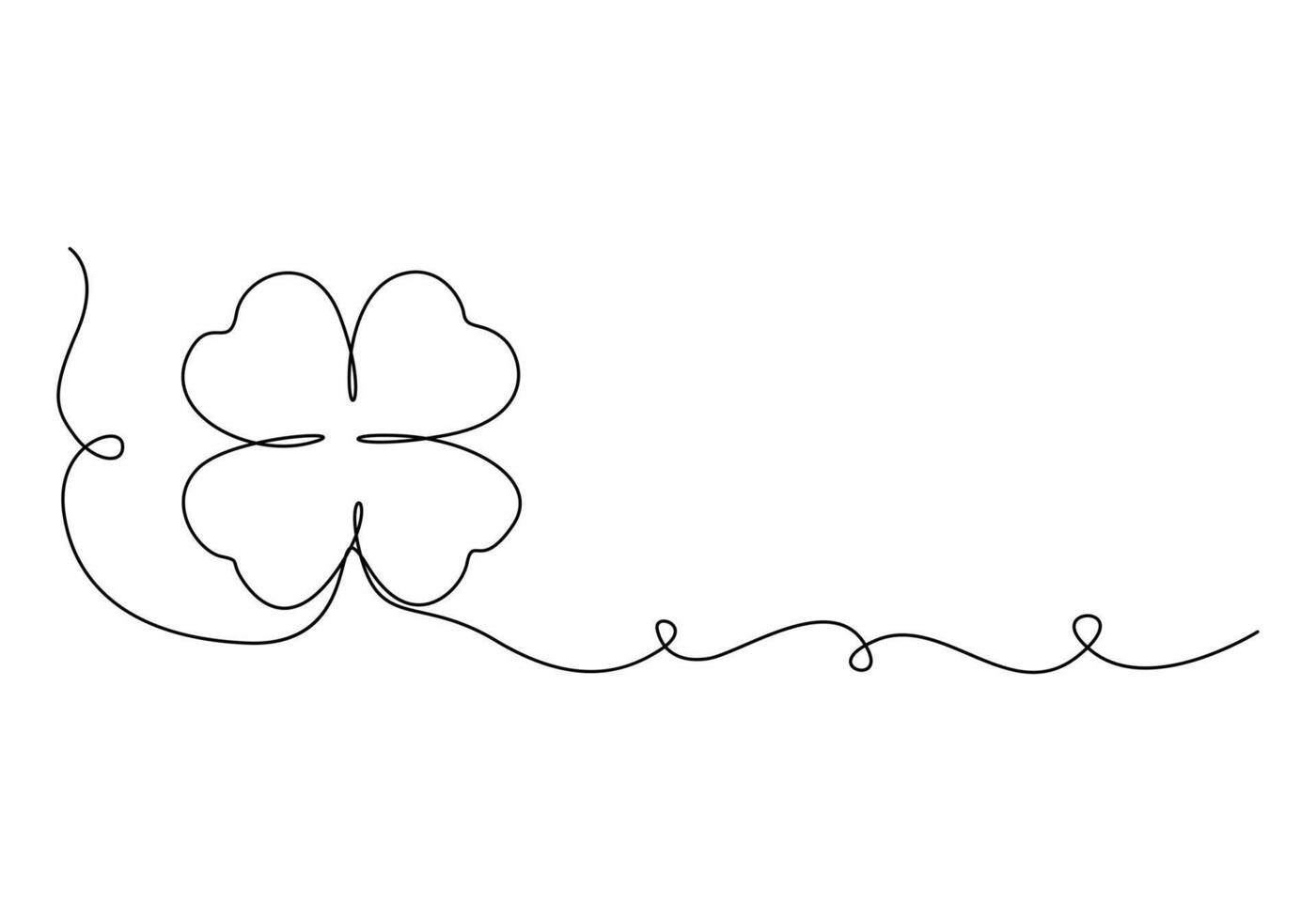 vier Blätter Kleeblatt kontinuierlich einer Linie Zeichnung Prämie Illustration vektor