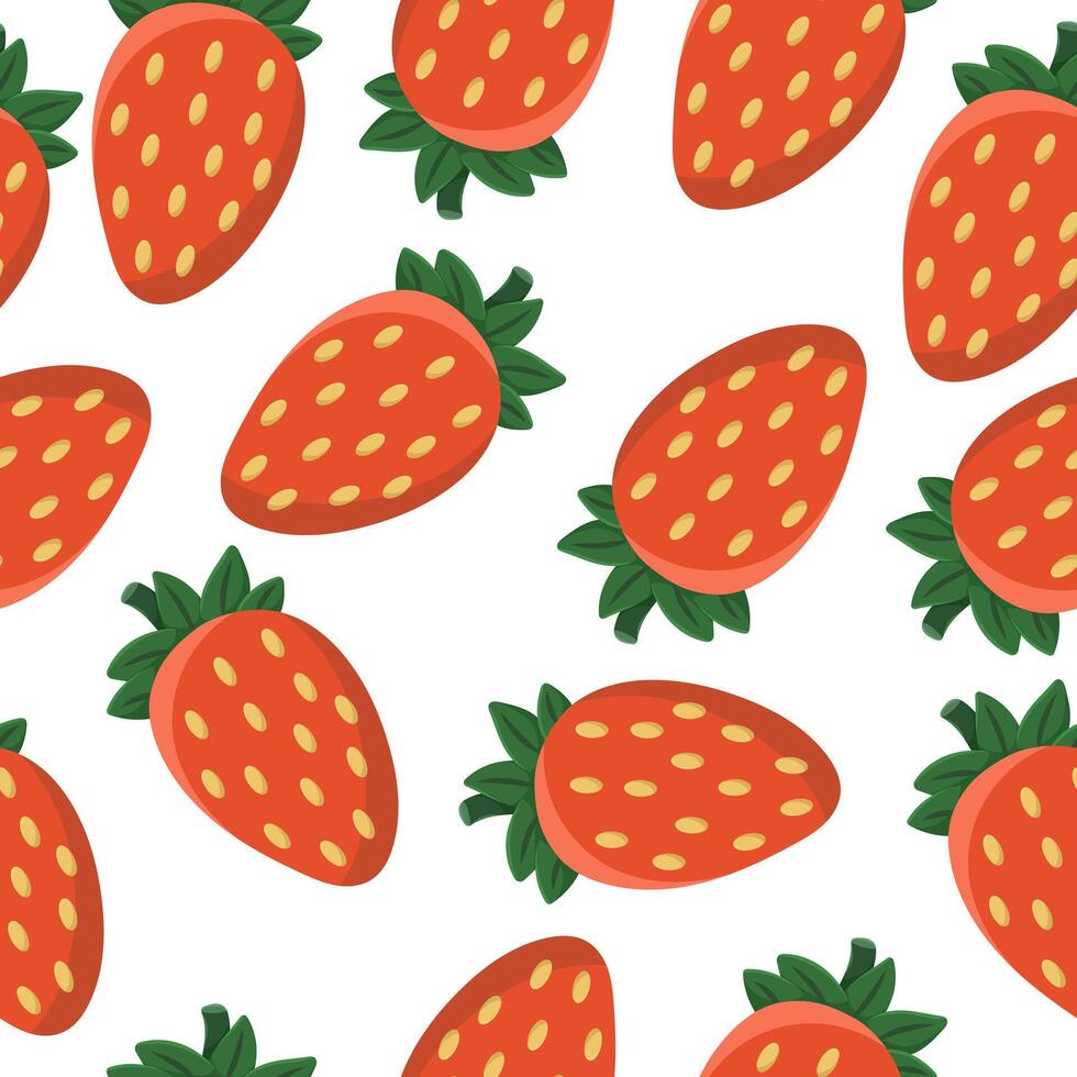 sömlös mönster med jordgubbar på en vit bakgrund. vektor