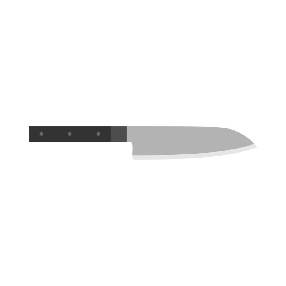 santoku japansk kök kniv platt design illustration isolerat på vit bakgrund. en traditionell japansk kök kniv med en stål blad och trä- hantera. vektor