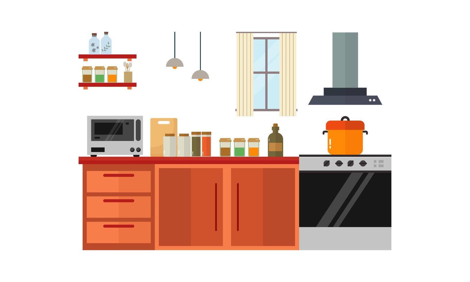 Zuhause Geschirr, Essen und Geräte im Farbe eben Illustration vektor