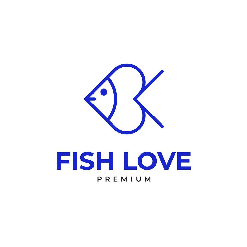 Herz Liebe mit Fisch Kombination Logo Design Illustration Idee vektor