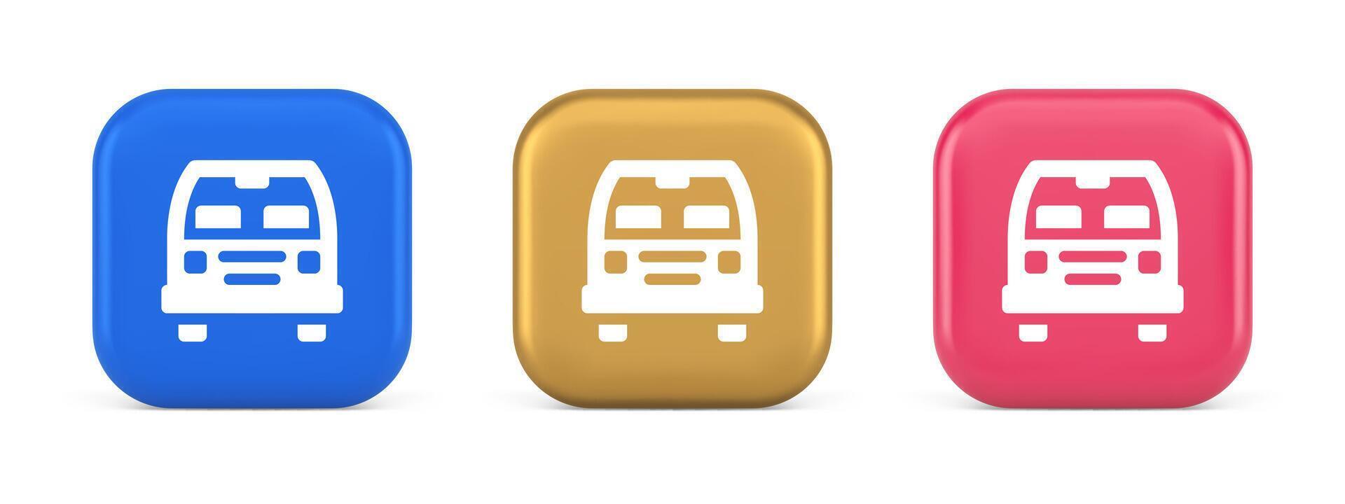 Bus Automobil Passagier Transport Taste Stadt Transfer Reise 3d realistisch Symbol vektor
