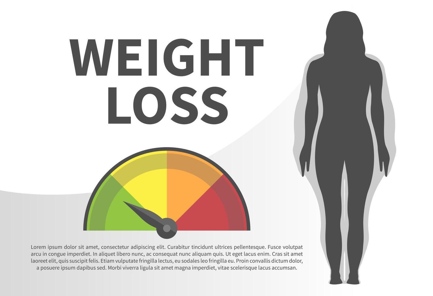 Gewicht Verlust Infografik Illustration mit Frau Silhouette von normal gesund zu Fett Gewicht vektor