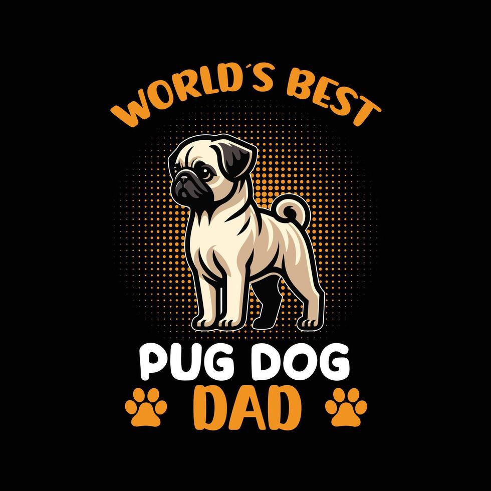 Welt Beste Mops Hund Papa T-Shirt Design vektor