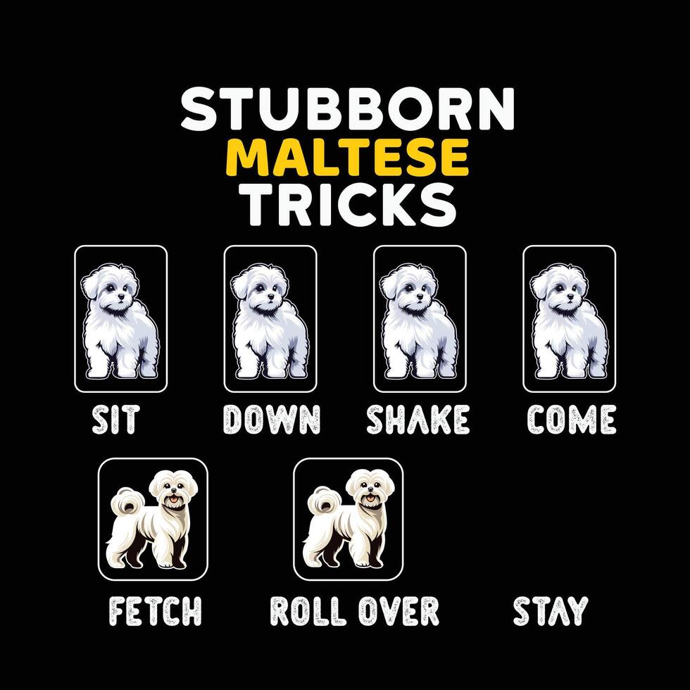 stur maltesisch Trick T-Shirt Design vektor