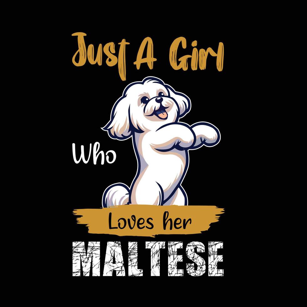 bara en flicka vem förälskelser henne maltese t-shirt design vektor
