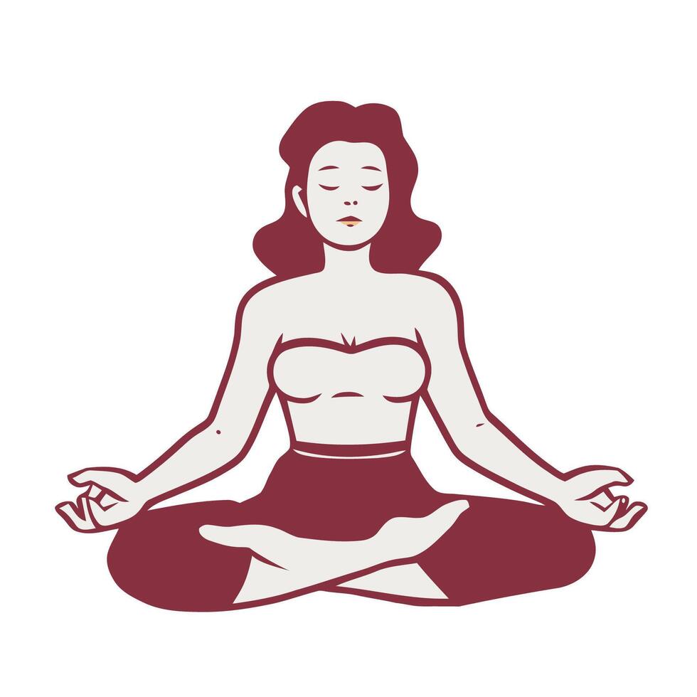 ein Frau versuchen zu bleiben übrig Zen und im Meditation Position vektor